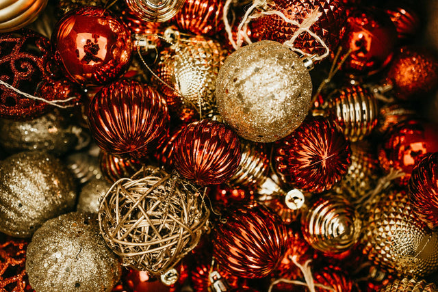 Festive red and gold Christmas decorations for kids holiday outfit