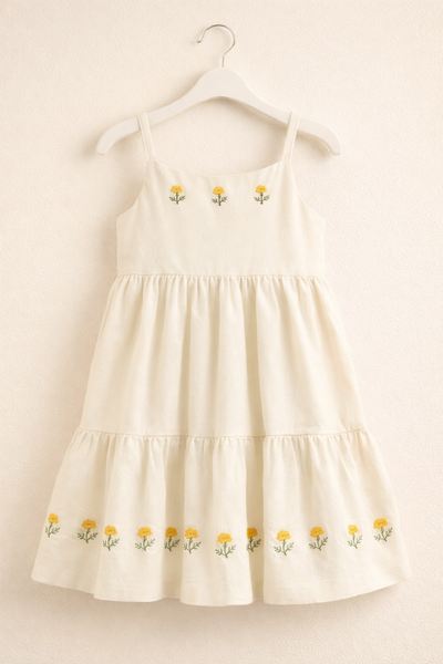 Marigold Embroidered Tiered Dress