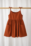 Rust Linen Tie-Strap Dress